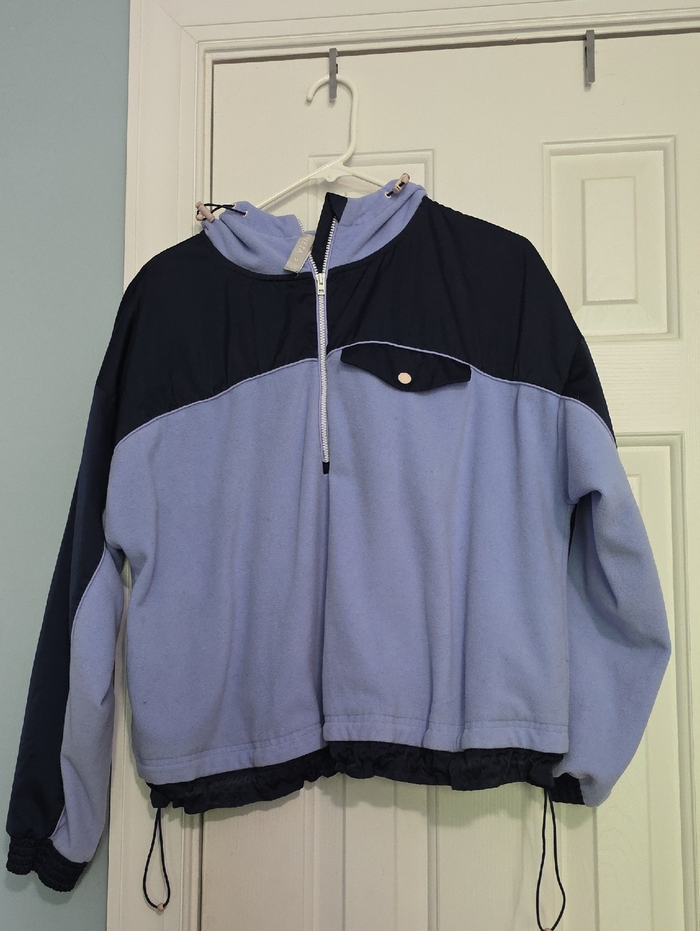 Athleta Light Blue and Navy Half-Zip Fleece Pullover